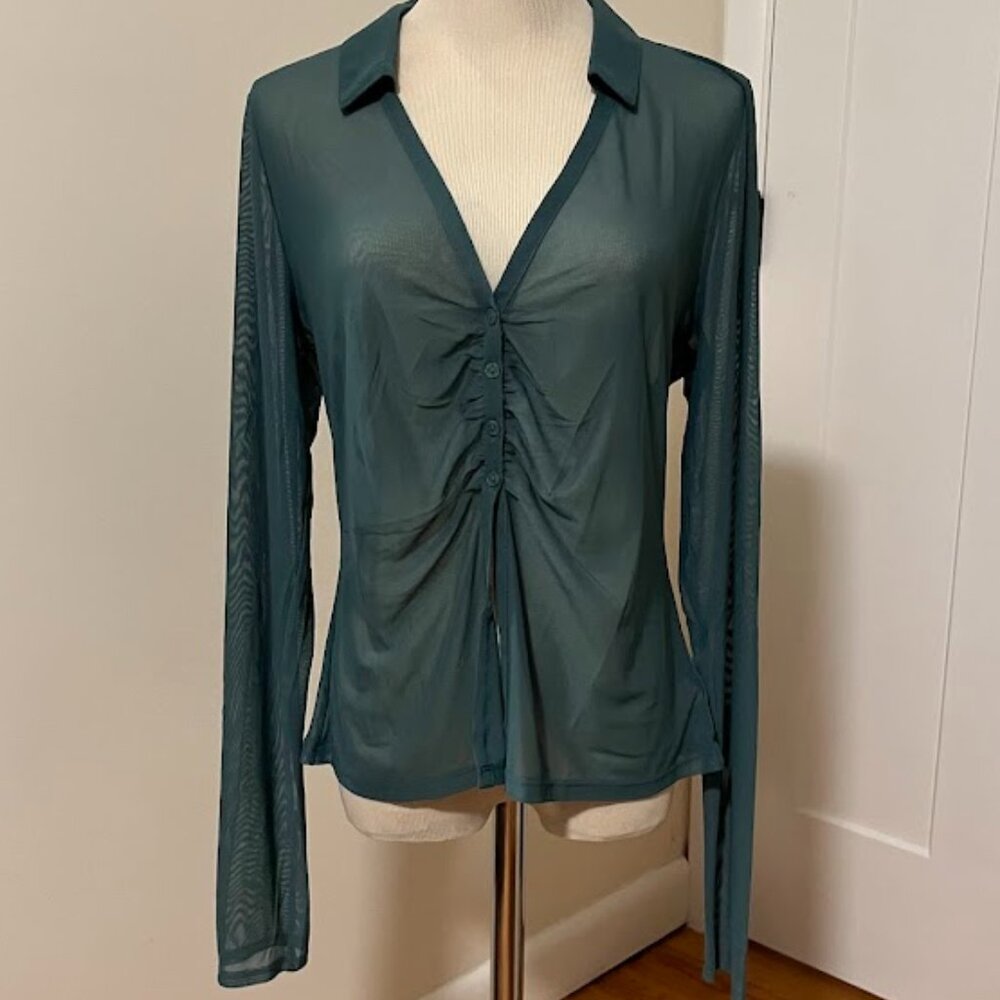 American Eagle mesh button-up shirt